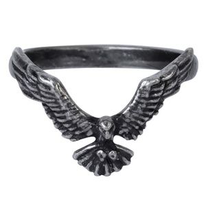 Black Raven 'Ravenette" Ring Alchemy Gothic flying Raven ring made in UK